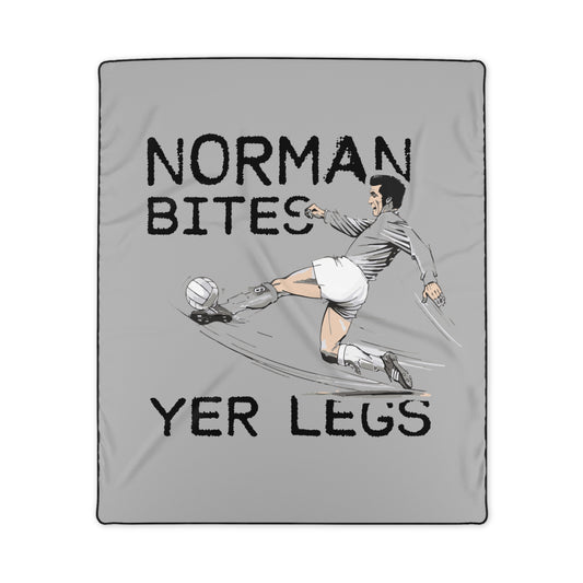 LUFC “Norman Bites Yer Legs”  Remembrance Day Snuggle Blanket:  Cozy Tribute to a Leeds Legend