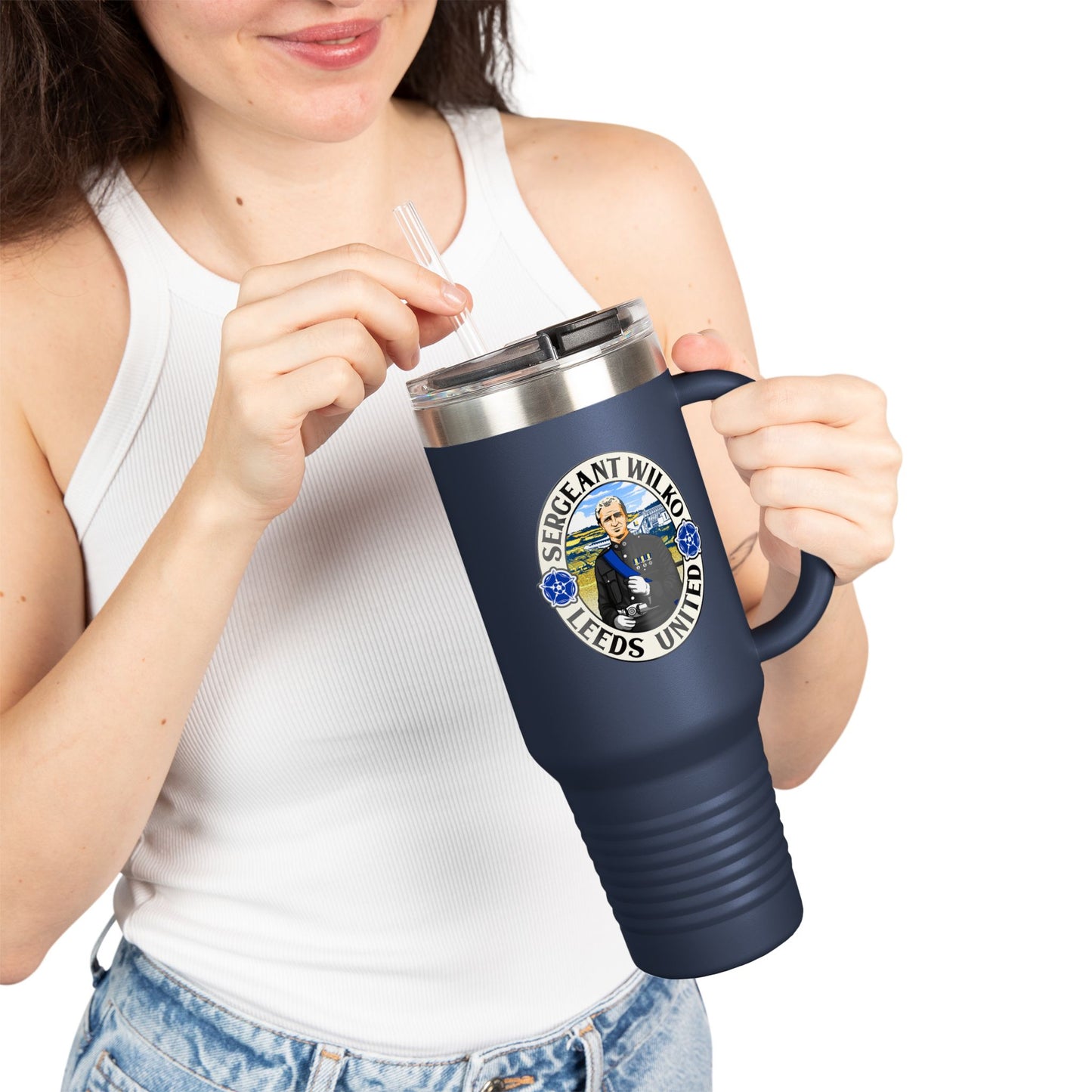 LUFC “Sergeant Wilko” 40oz Insulated Travel Mug: Leeds United Tribute Design