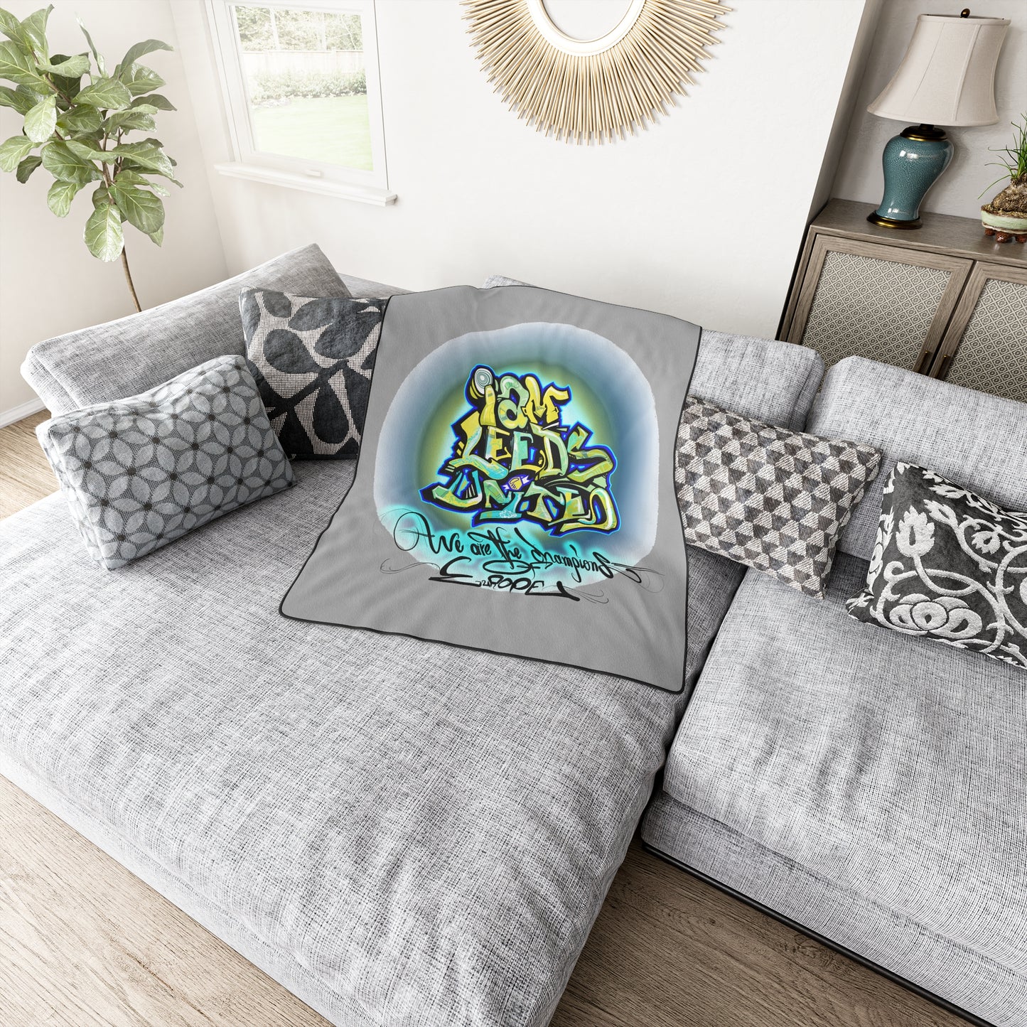 LUFC “Leeds United Graffiti”  Polyester Fleece Blanket: Bold Fan  Art Design