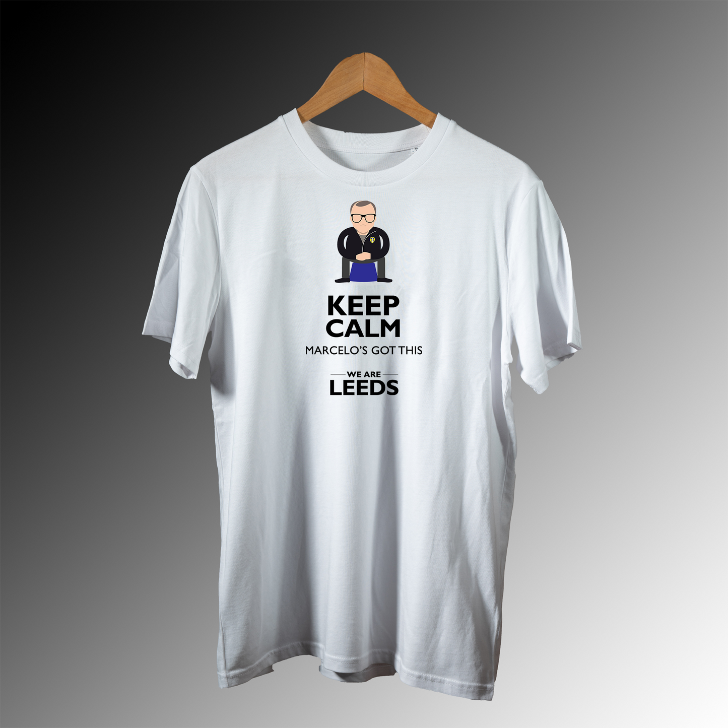 Leeds United Marcelo Bielsa Keep Calm Marcelo's Got This We Are Leeds t-shirt för kvinnor i svart och vitt