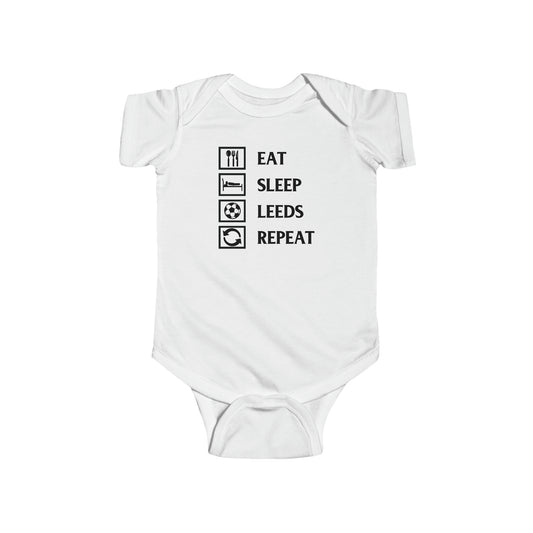 Infant Fine Jersey Bodysuit - Eat, Sleep, Leeds, Repeat