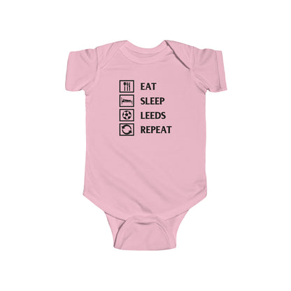 Infant Fine Jersey Bodysuit - Eat, Sleep, Leeds, Repeat