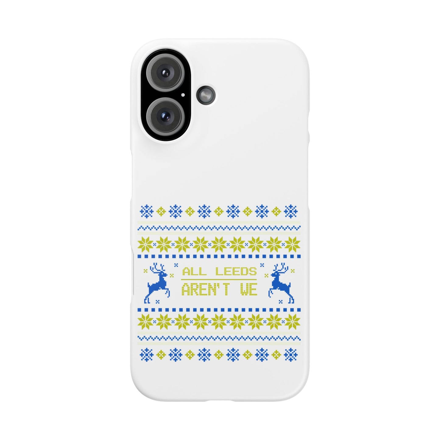 LUFC "All Leeds Aren't We" Blue &  Yellow Emblem Snap Case:  Christmas Edition