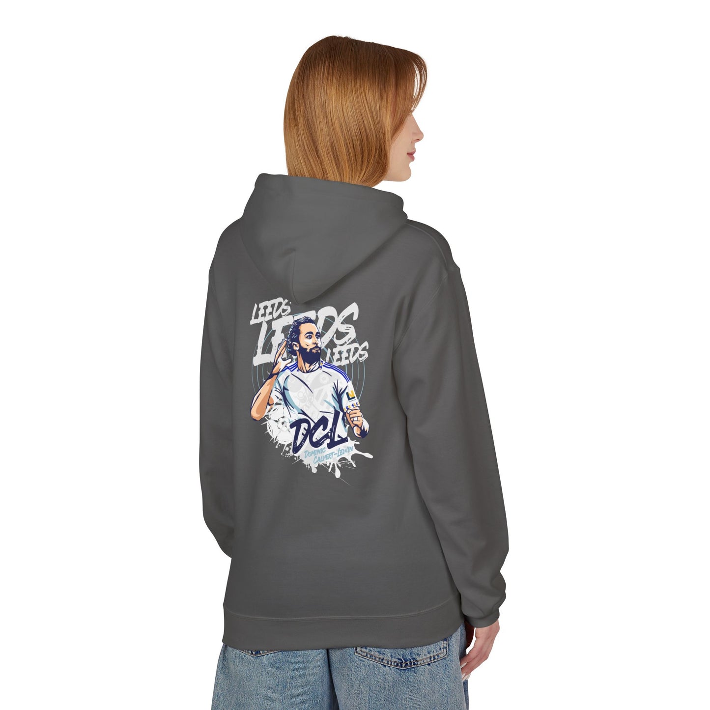LUFC Softstyle Fleece Hoodie “LEEDS:  Dominic Calvert-Lewin” Midweight  Unisex - Lufcnews.co.uk