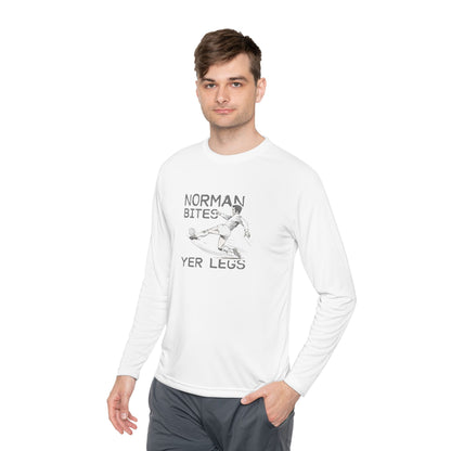 LUFC “Norman Bites Yer Legs” Long Sleeve T-Shirt: Unisex Humor Edition