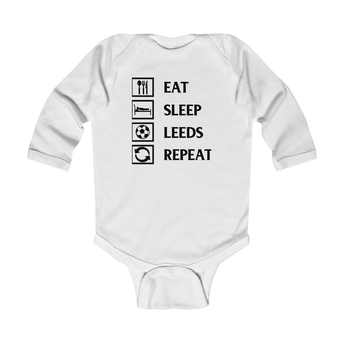 Eat, Sleep, Leeds Repeat - Infant Long Sleeve Bodysuit