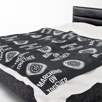 LUFC “Marching On Together”  Velveteen Plush Blanket: Iconic  Leeds United Design