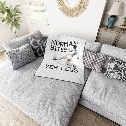 LUFC “Norman Bites Yer Legs”  Remembrance Day Snuggle Blanket:  Cozy Tribute to a Leeds Legend