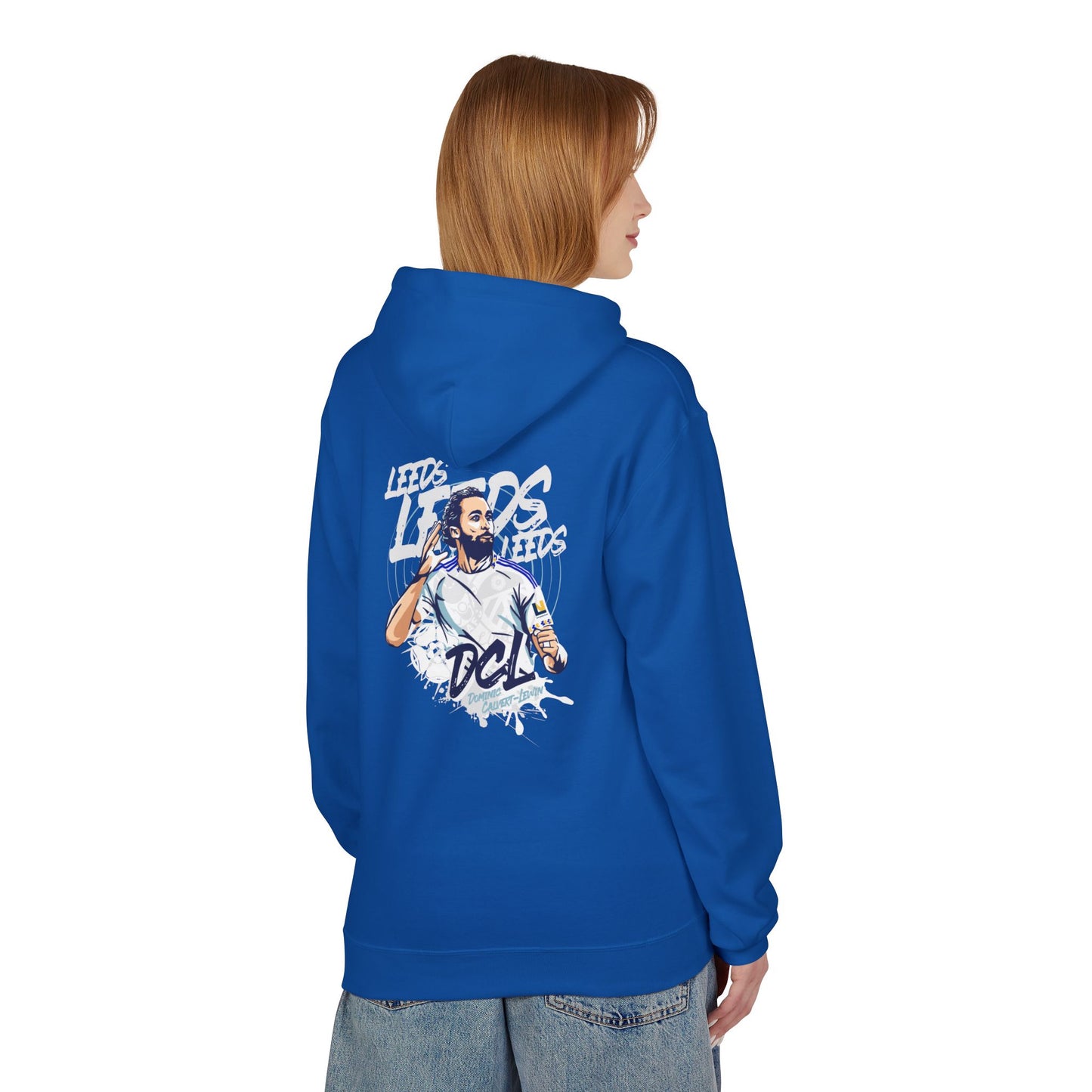 LUFC Softstyle Fleece Hoodie “LEEDS:  Dominic Calvert-Lewin” Midweight  Unisex - Lufcnews.co.uk