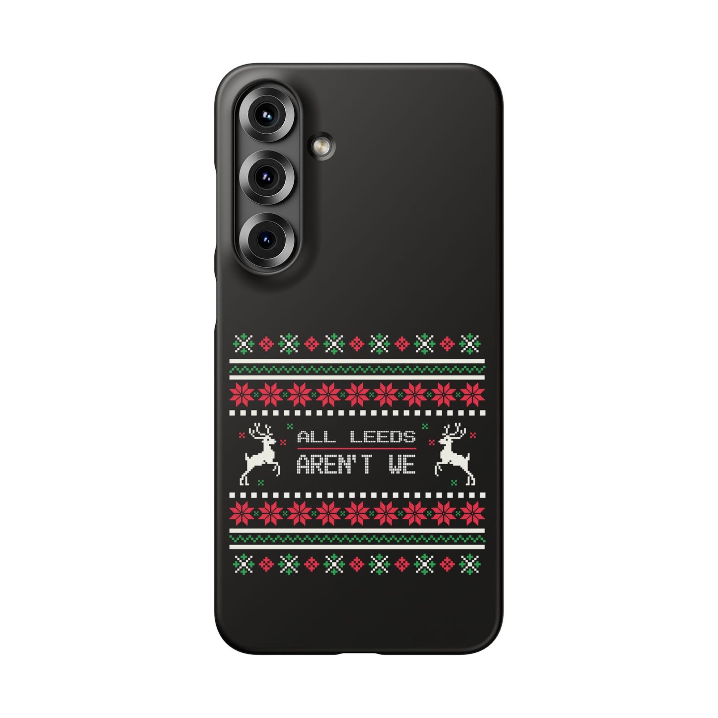 LUFC "All Leeds Aren't We" Red &  Green Emblem Snap Case: Christmas  Edition