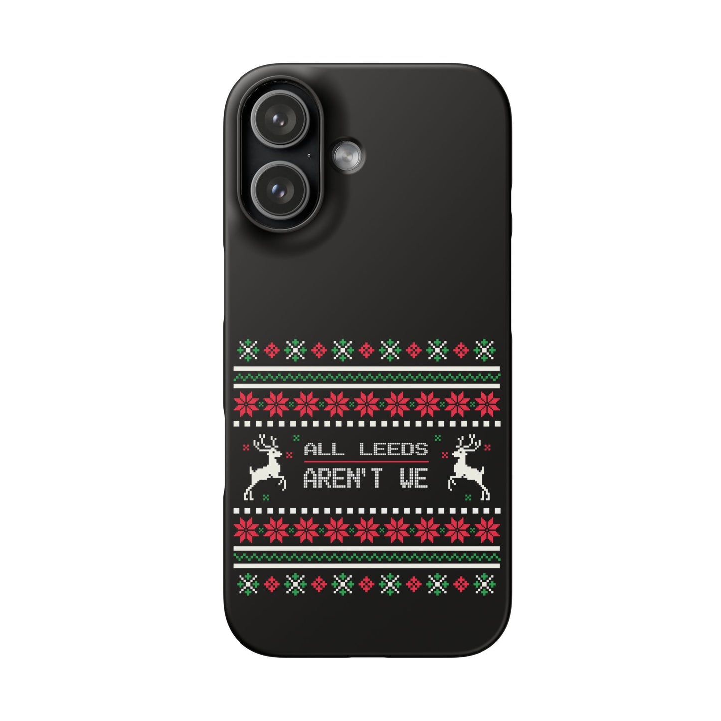 LUFC "All Leeds Aren't We" Red &  Green Emblem Snap Case: Christmas  Edition