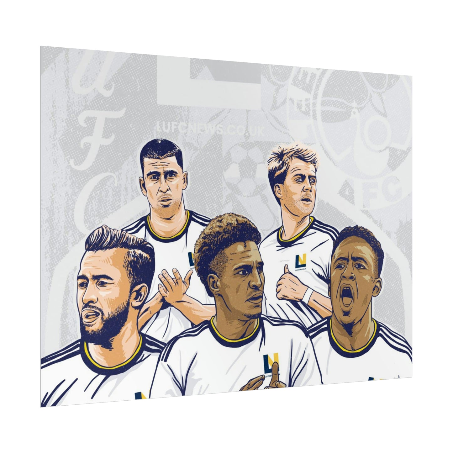 Leeds United Players Cartoon Poster