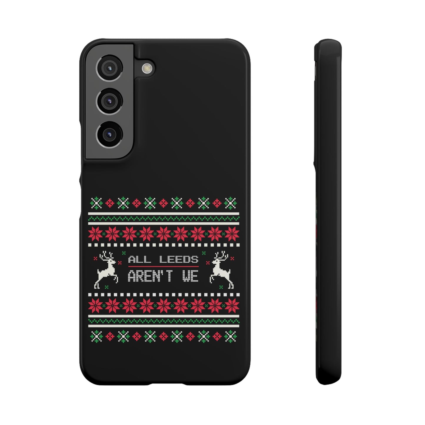 LUFC "All Leeds Aren't We" Red &  Green Emblem Snap Case: Christmas  Edition