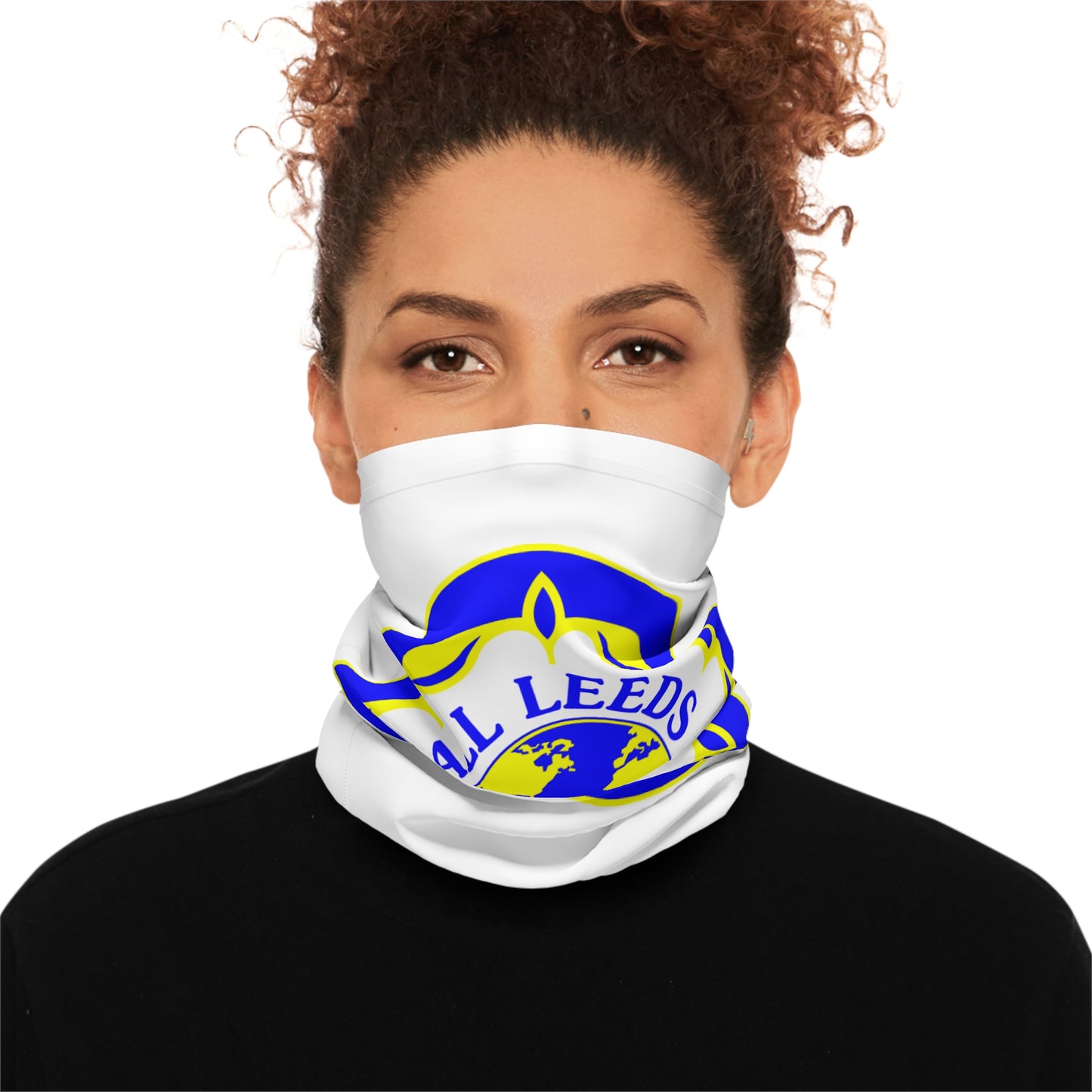 LUFC “All Leeds Aren’t We” Winter  Neck Gaiter: Bold Yellow & Blue Leeds  United Fleece-Lined Athletic Accessory
