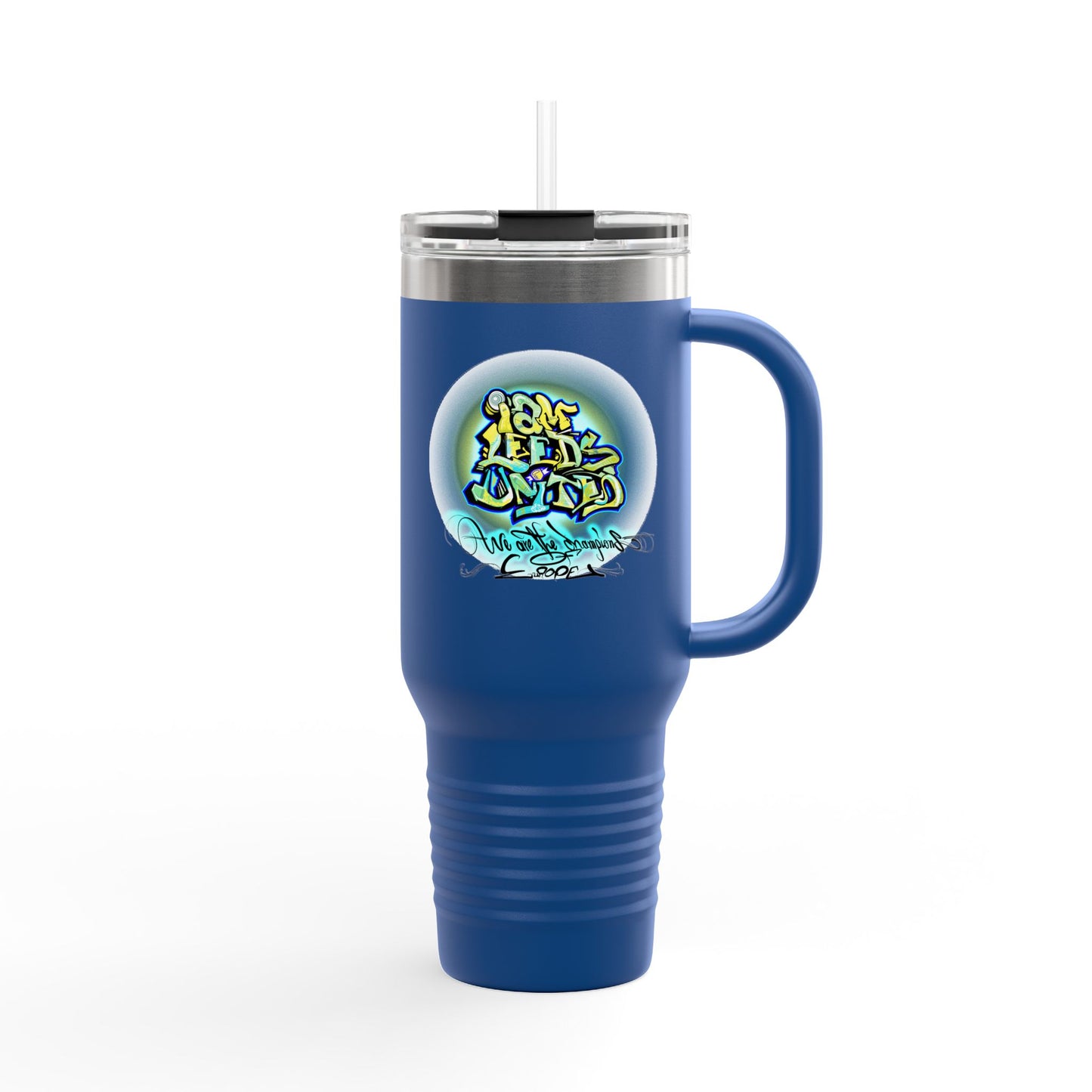 LUFC “Leeds United Graffiti” 40oz  Insulated Travel Mug: Bold Street-Art  Design for Passionate Fans