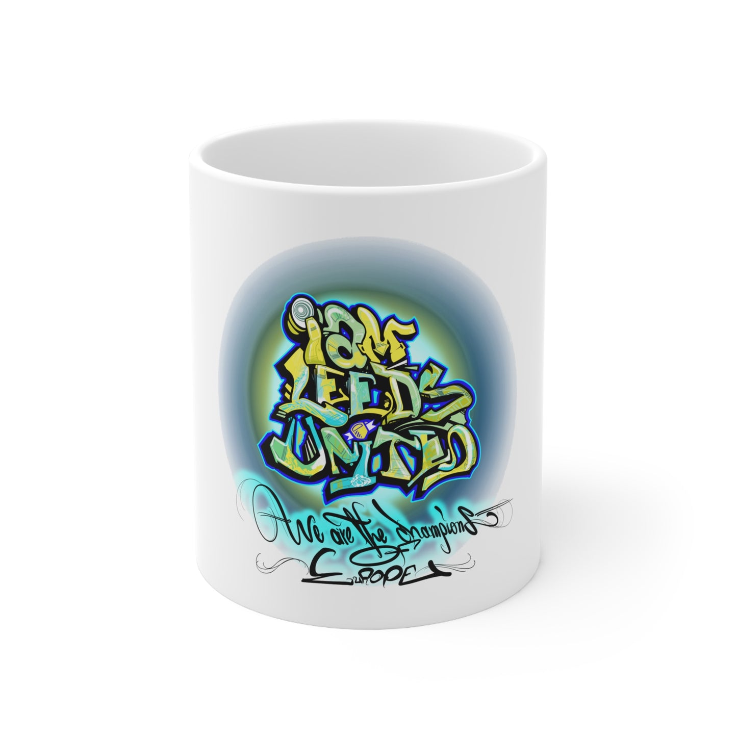 Leeds United Graffiti Mug: “All Leeds Aren’t We” Coffee Cup