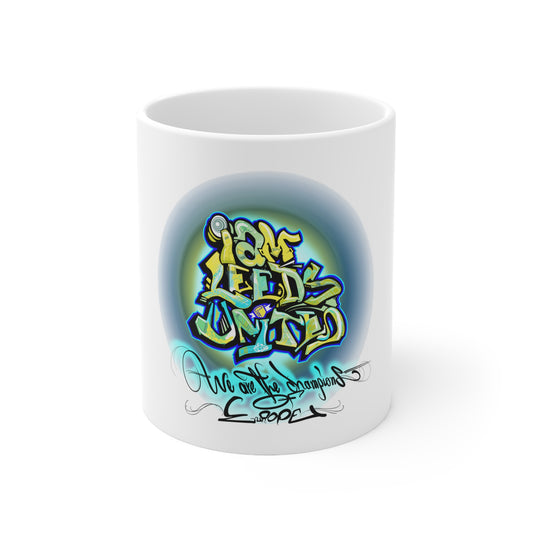 Leeds United Graffiti Mug: “All Leeds Aren’t We” Coffee Cup