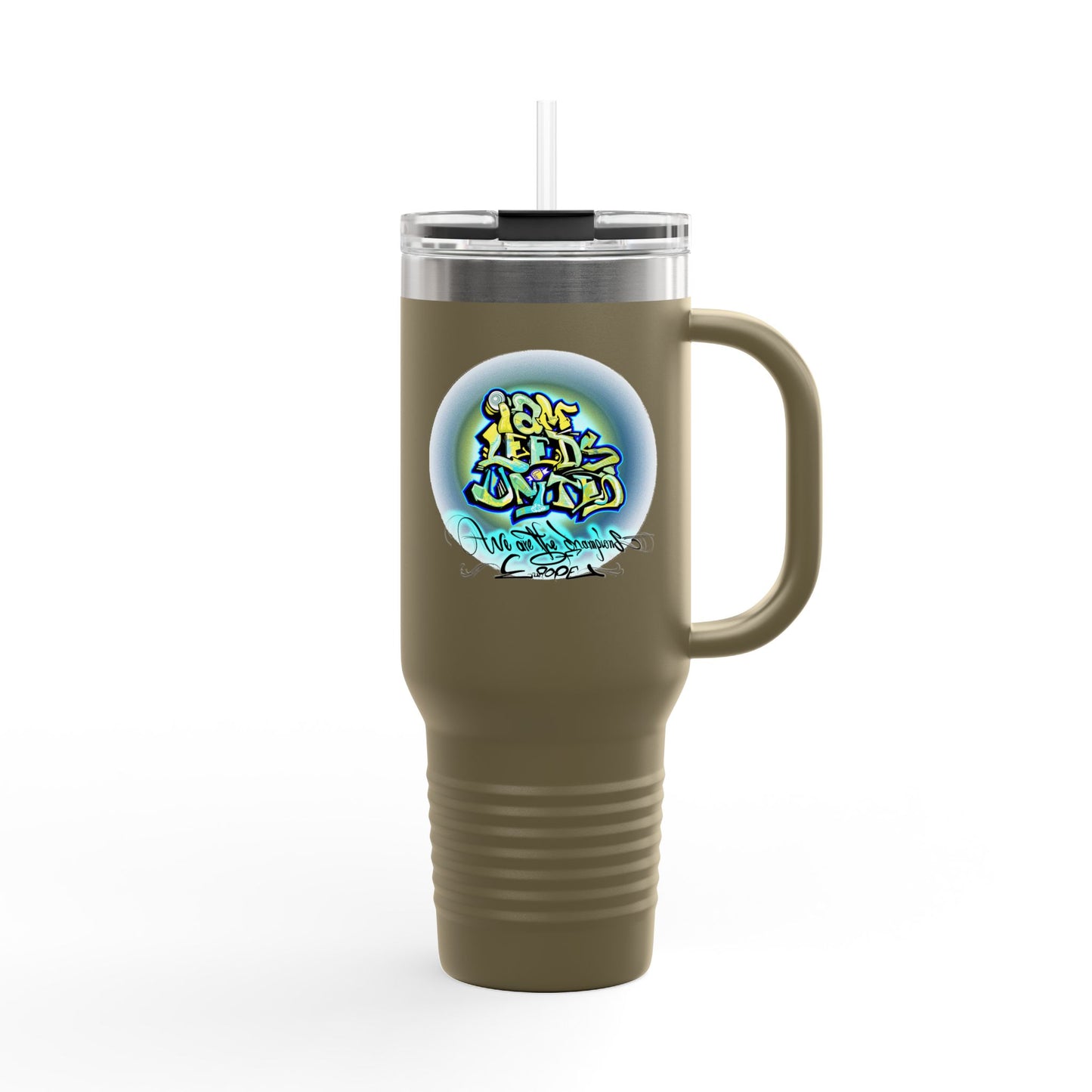 LUFC “Leeds United Graffiti” 40oz  Insulated Travel Mug: Bold Street-Art  Design for Passionate Fans