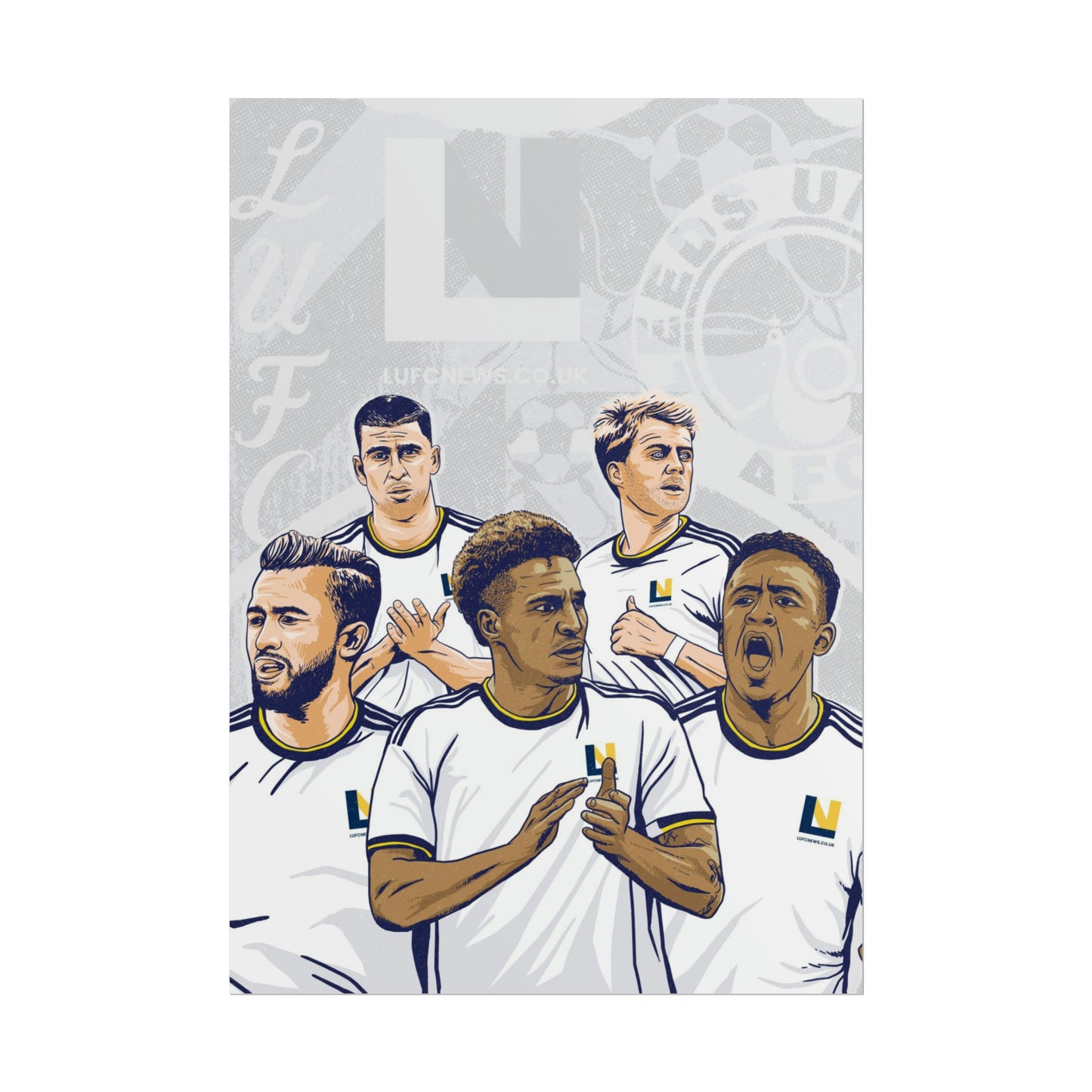 Leeds United Players Cartoon Poster