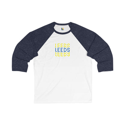 Leeds Unisex 3/4 Sleeve Baseball  Tee: Triple Leeds Edition