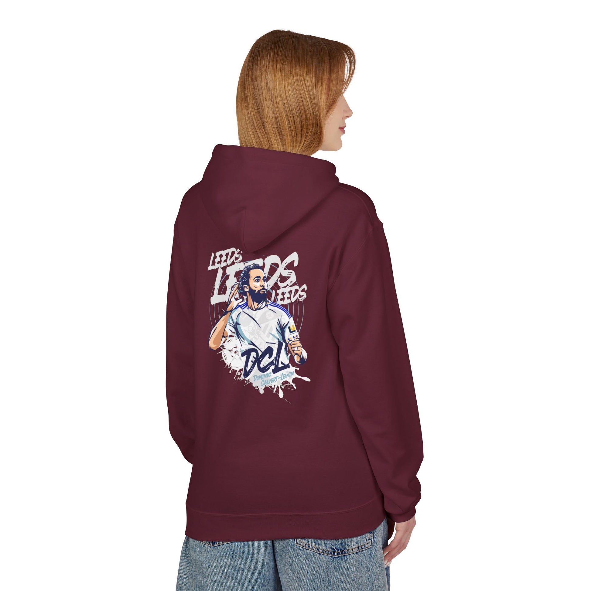 LUFC Softstyle Fleece Hoodie “LEEDS:  Dominic Calvert-Lewin” Midweight  Unisex - Lufcnews.co.uk