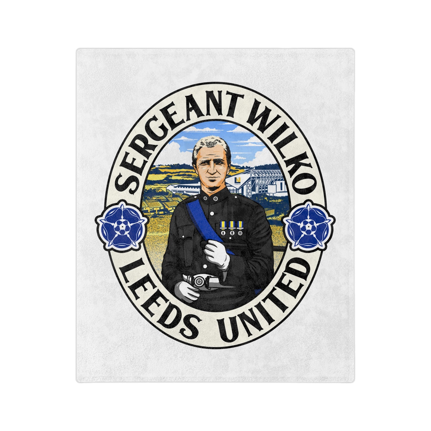 LUFC “Sergeant Wilko” Velveteen  Sports Blanket: Iconic Leeds United  Tribute Design