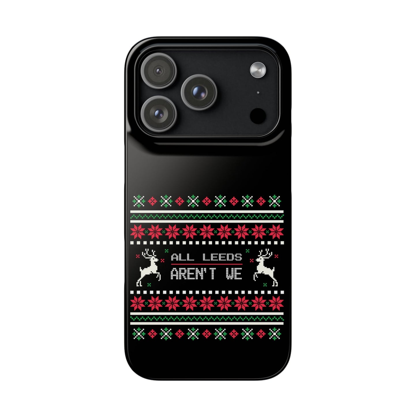 LUFC "All Leeds Aren't We" Red &  Green Emblem Snap Case: Christmas  Edition