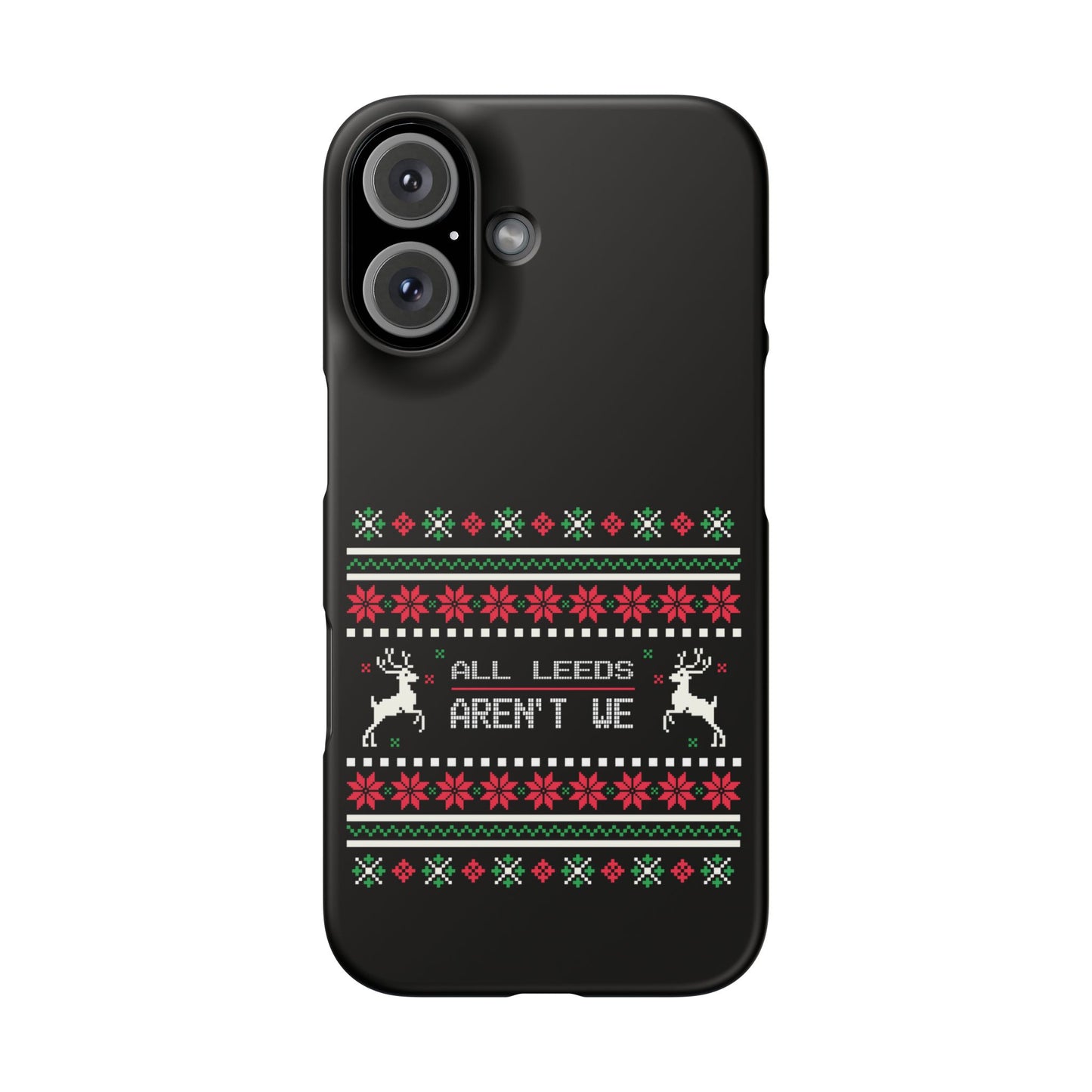 LUFC "All Leeds Aren't We" Red &  Green Emblem Snap Case: Christmas  Edition