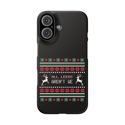 LUFC "All Leeds Aren't We" Red &  Green Emblem Snap Case: Christmas  Edition