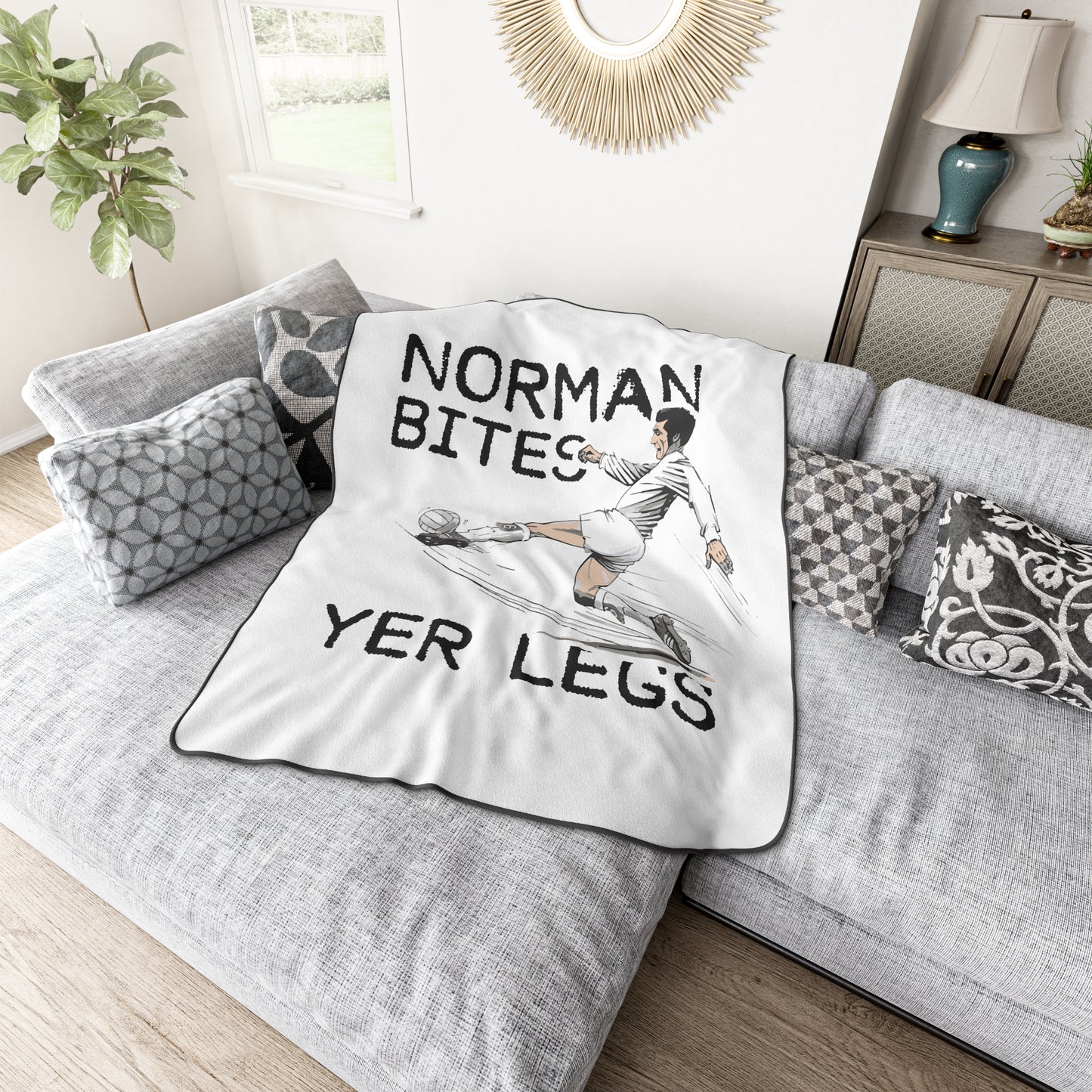 LUFC “Norman Bites Yer Legs”  Remembrance Day Snuggle Blanket:  Cozy Tribute to a Leeds Legend
