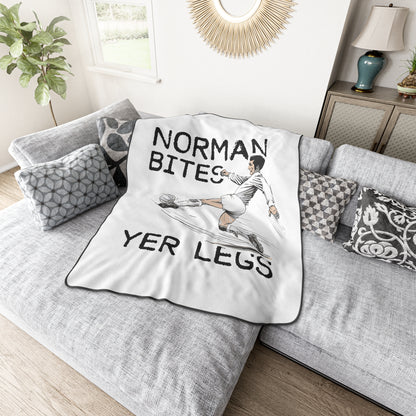 LUFC “Norman Bites Yer Legs”  Remembrance Day Snuggle Blanket:  Cozy Tribute to a Leeds Legend