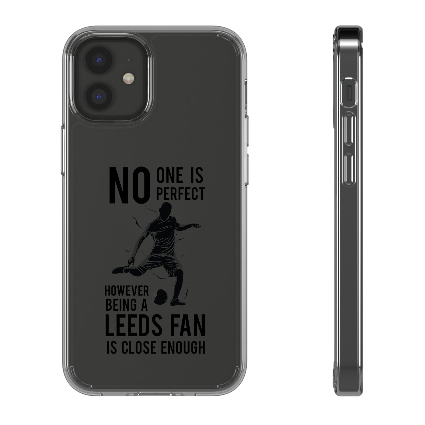 Gjennomsiktig telefondeksel - ingen er perfekt, men å være Leeds-fan er nær nok