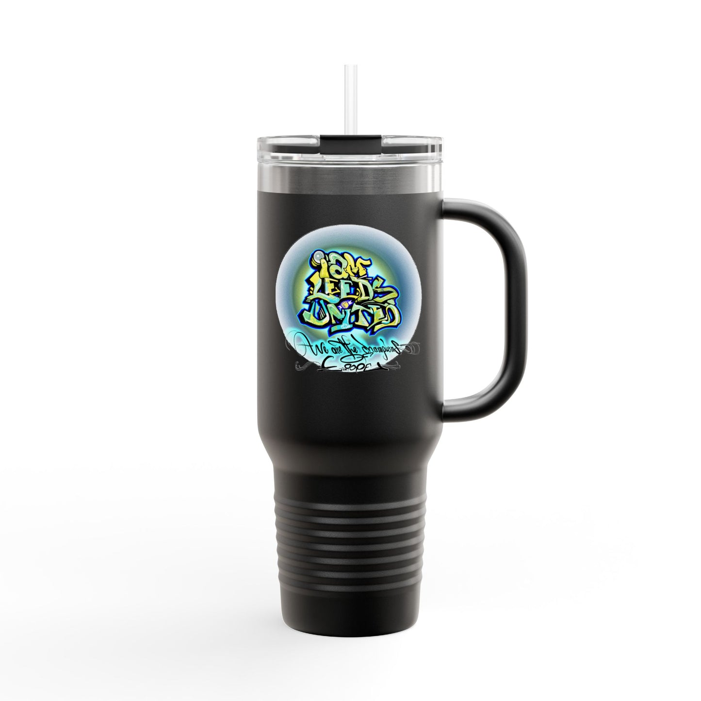 LUFC “Leeds United Graffiti” 40oz  Insulated Travel Mug: Bold Street-Art  Design for Passionate Fans