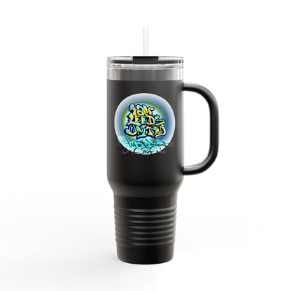 LUFC “Leeds United Graffiti” 40oz  Insulated Travel Mug: Bold Street-Art  Design for Passionate Fans