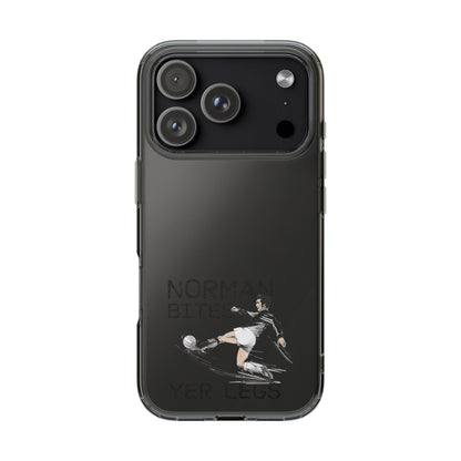 Leeds United Norman Bites 'YER  LEGS' Clear Impact-Resistant Case