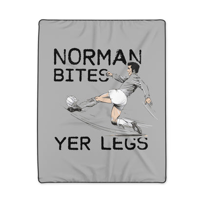 LUFC “Norman Bites Yer Legs”  Remembrance Day Snuggle Blanket:  Cozy Tribute to a Leeds Legend