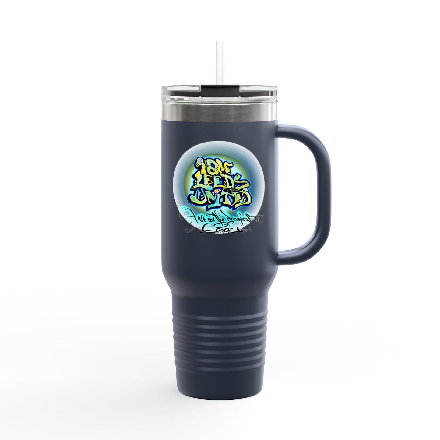 LUFC “Leeds United Graffiti” 40oz  Insulated Travel Mug: Bold Street-Art  Design for Passionate Fans