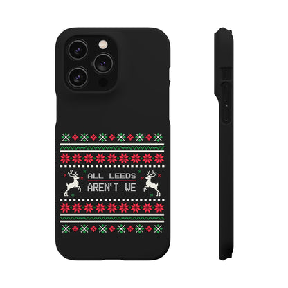 LUFC "All Leeds Aren't We" Red &  Green Emblem Snap Case: Christmas  Edition