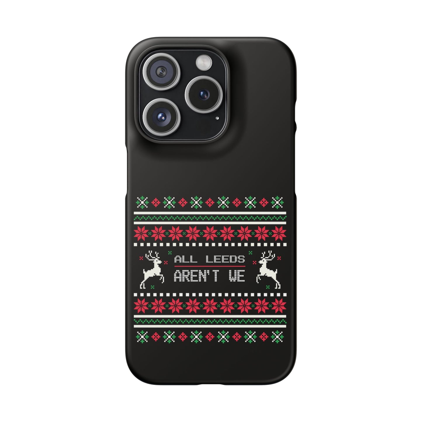 LUFC "All Leeds Aren't We" Red &  Green Emblem Snap Case: Christmas  Edition