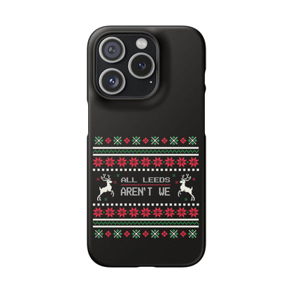 LUFC "All Leeds Aren't We" Red &  Green Emblem Snap Case: Christmas  Edition