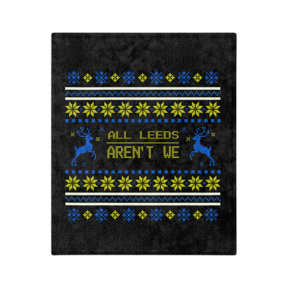 LUFC Christmas Velveteen Sports Blanket “ALL LEEDS AREN’T WE” Christmas Edition