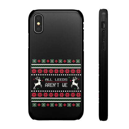 LUFC "All Leeds Aren't We" Red &  Green Emblem Snap Case: Christmas  Edition