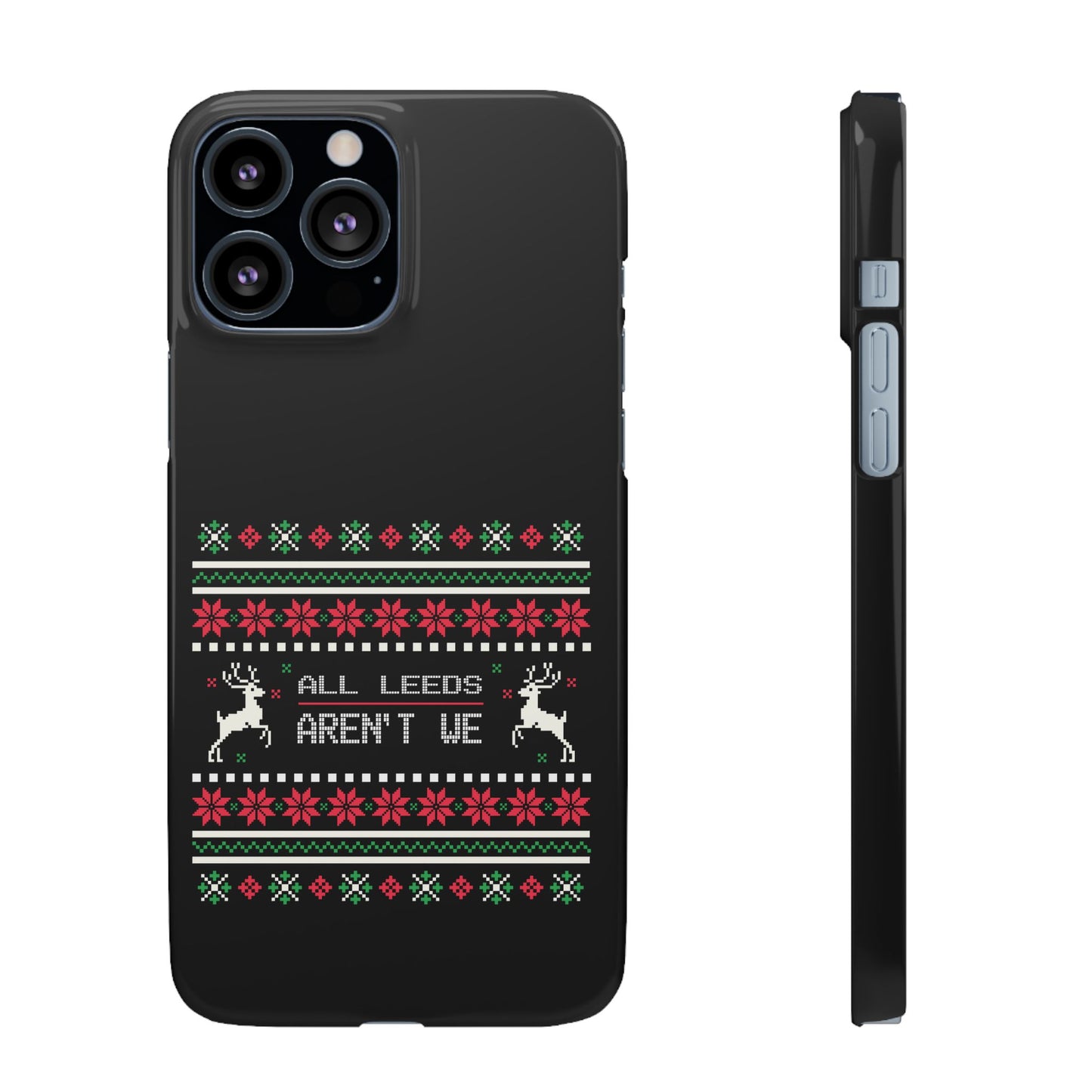 LUFC "All Leeds Aren't We" Red &  Green Emblem Snap Case: Christmas  Edition