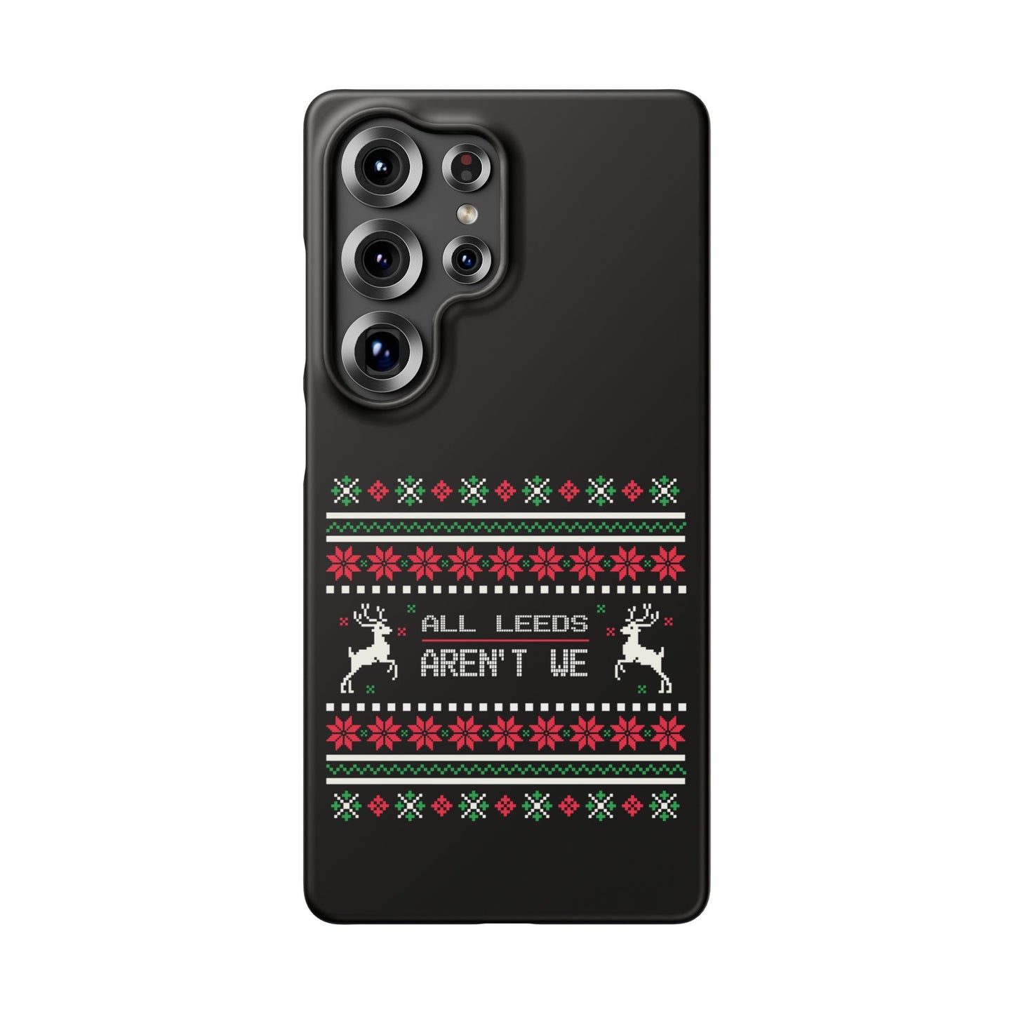 LUFC "All Leeds Aren't We" Red &  Green Emblem Snap Case: Christmas  Edition