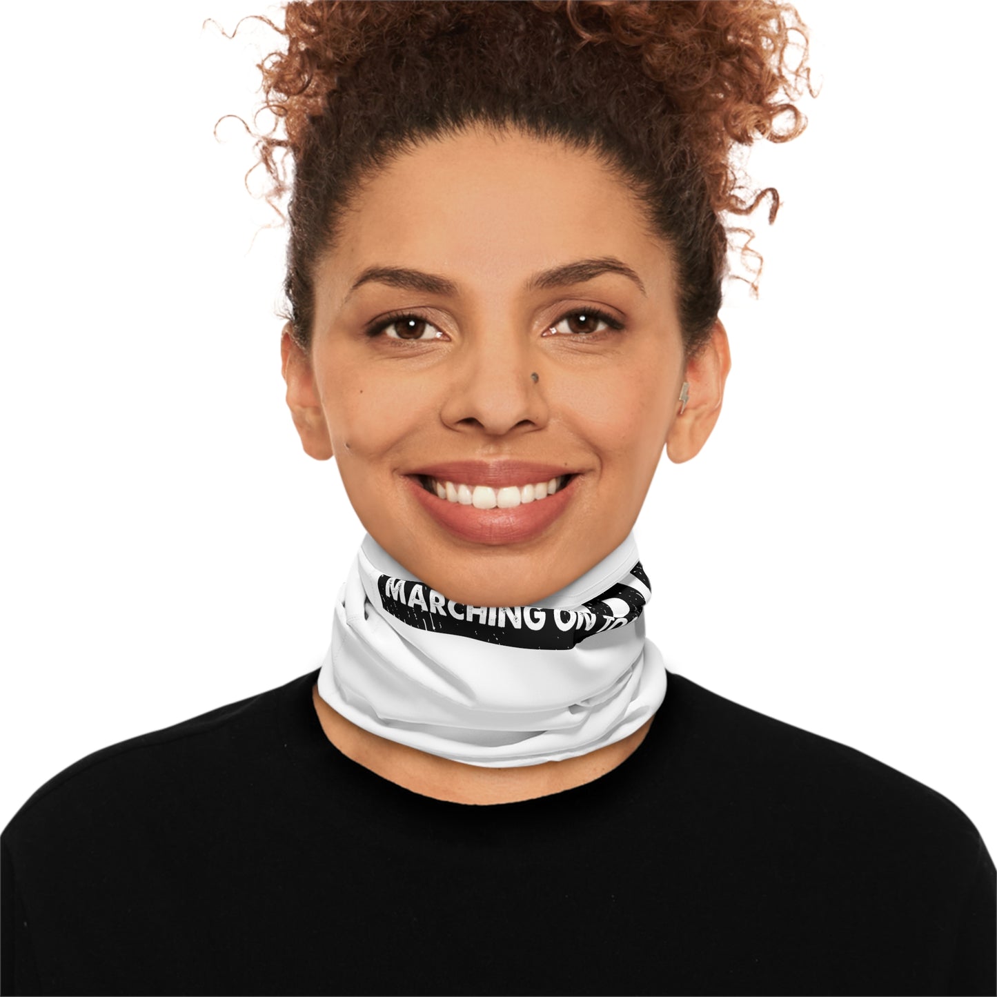 LUFC “Leeds Marching On Together”  Winter Neck Gaiter: Fleece-Lined in  Black & White