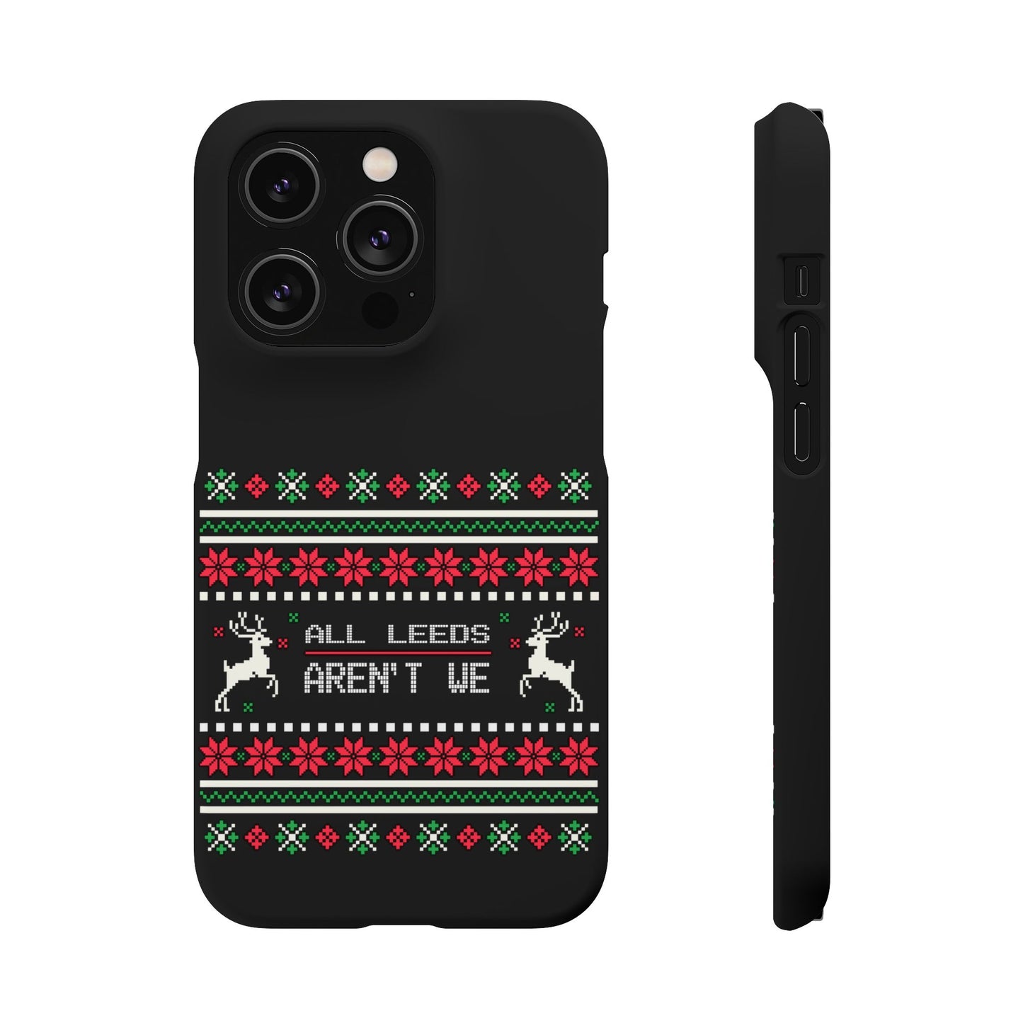 LUFC "All Leeds Aren't We" Red &  Green Emblem Snap Case: Christmas  Edition