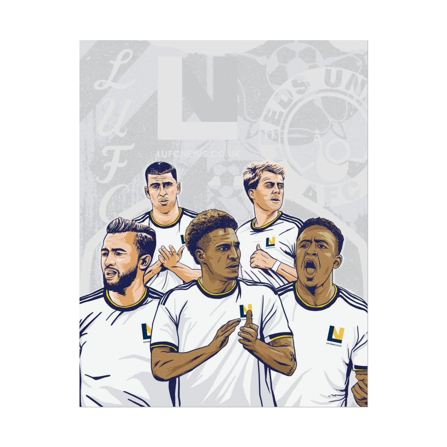 Leeds United Players Cartoon Poster