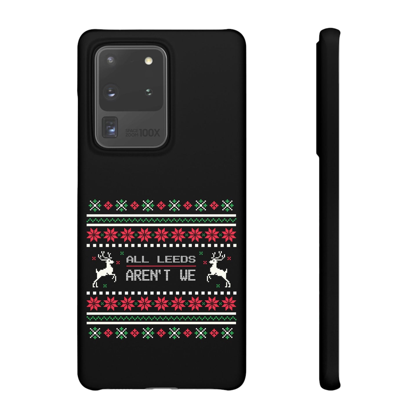 LUFC "All Leeds Aren't We" Red &  Green Emblem Snap Case: Christmas  Edition