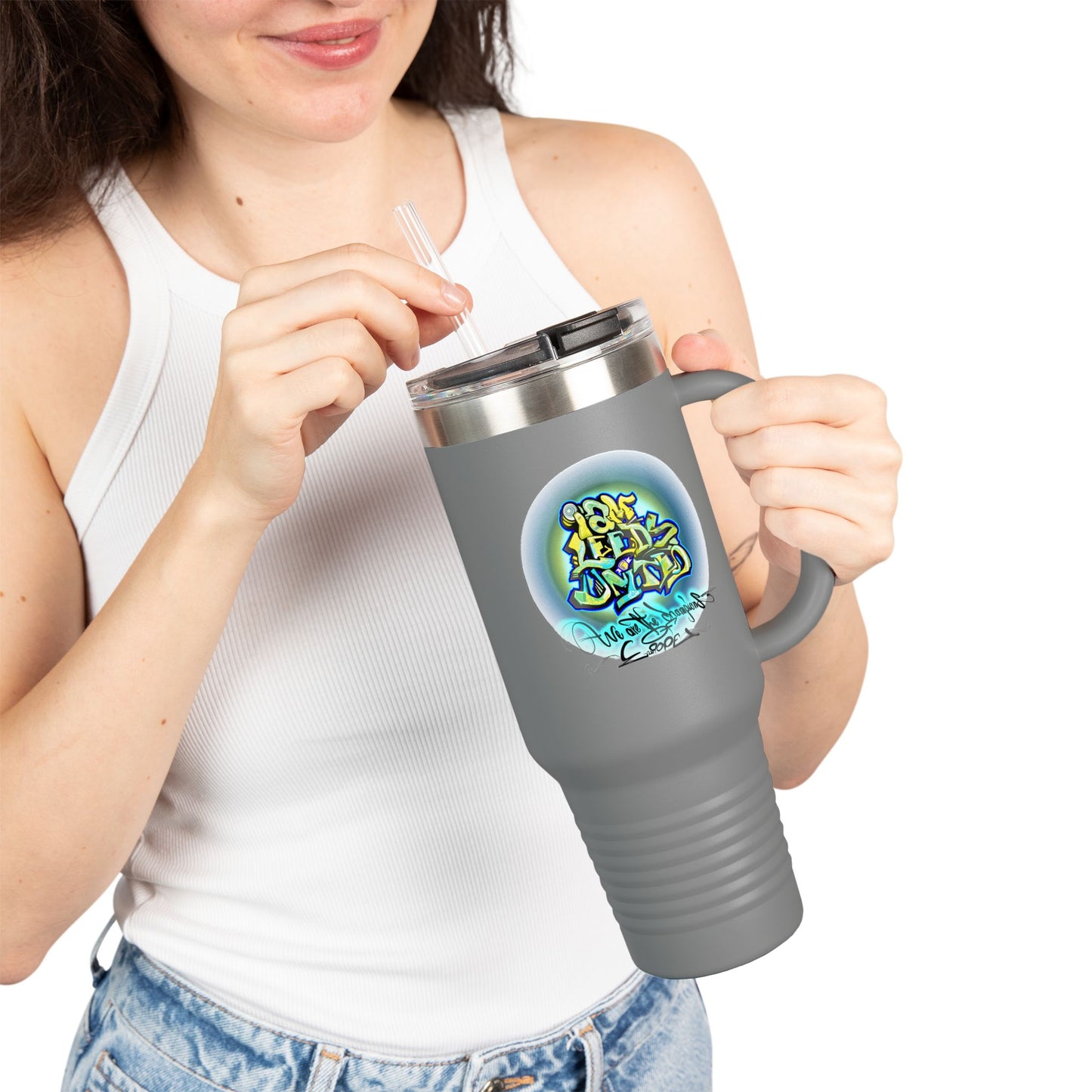 LUFC “Leeds United Graffiti” 40oz  Insulated Travel Mug: Bold Street-Art  Design for Passionate Fans