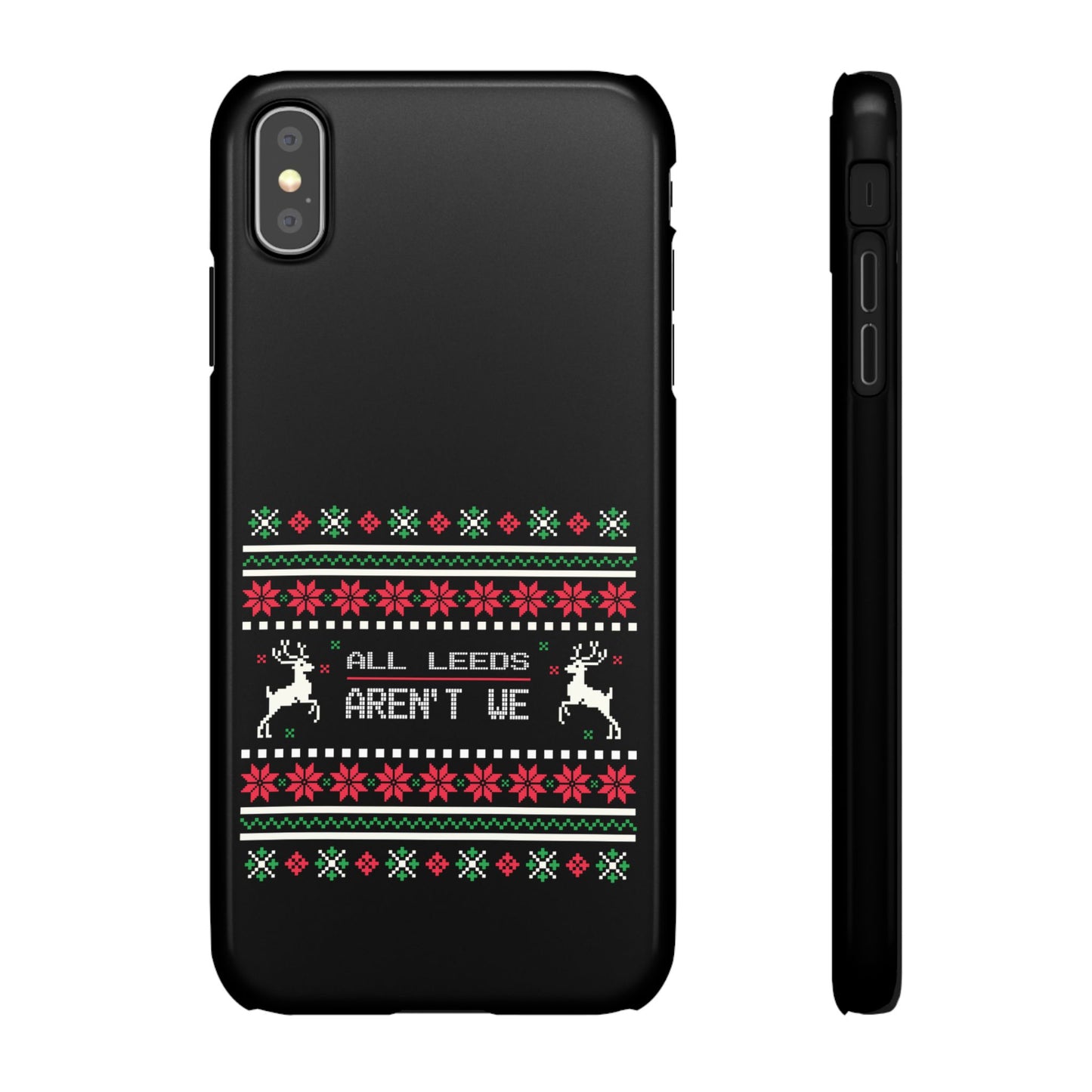 LUFC "All Leeds Aren't We" Red &  Green Emblem Snap Case: Christmas  Edition